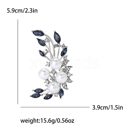 Alloy and Glass Rhinestone Crescent Flower Brooch PW-WG0074B-01-1