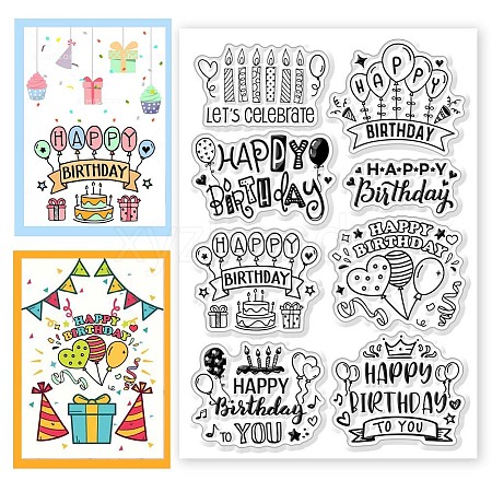 Birthday PVC Plastic Clear Stamps DIY-WH0631-0123-1