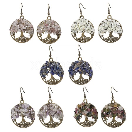 Natural Mixed Stone Dangle Earrings EJEW-JE06047-1