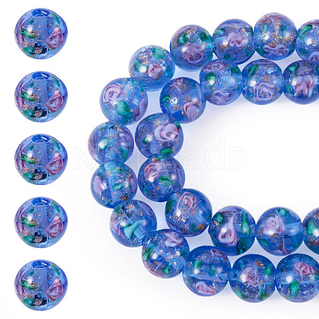 1 Strand Handmade Glod Sand Lampwork Beads Strands LAMP-TA0002-09H-1