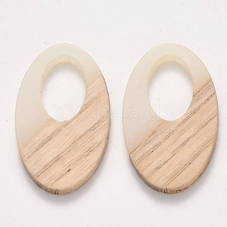 Transparent Resin & Wood Pendants RESI-S384-001A-C01-1