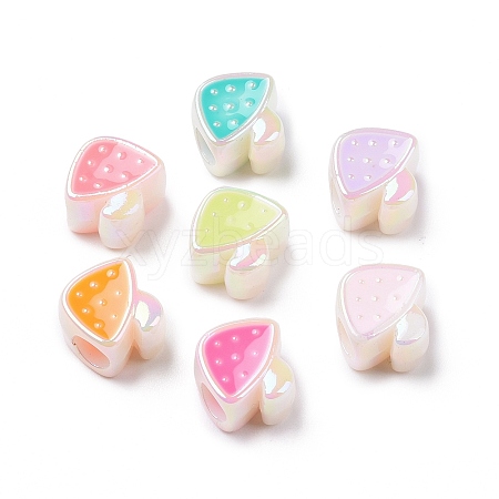 UV Plating Rainbow Iridescent Acrylic European Beads SACR-E009-28-1