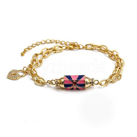 Brass Enamel Charm Bracelets PW-WGF781D-02-1