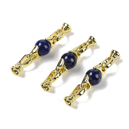 Natural Dyed Lapis Lazuli with Brass Fold Over Clasps G-G141-03G-18-1