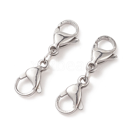 Non-Tarnish 304 Stainless Steel Double Lobster Claw Clasps STAS-E163-57P-E-1