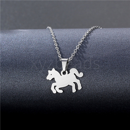 Horse Stainless Steel Pendant Necklaces PW-WG456C5-01-1