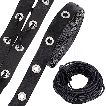   2 Styles Flat Imitation Leather & Cowhide Leather Cords LC-PH0001-12-1