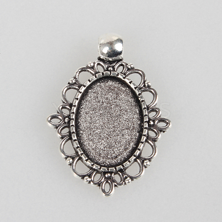 Tibetan Style Alloy Pendant Cabochon Settings X-TIBEP-N003-31AS-1