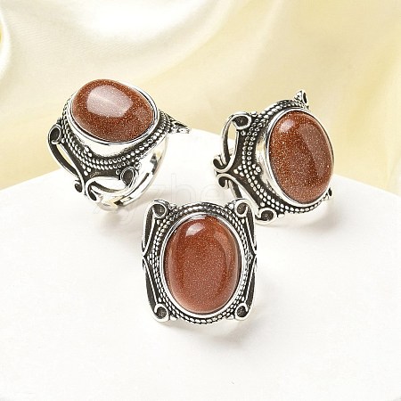 Synthetic Goldstone Adjustable Rings RJEW-I108-02AS-01-1