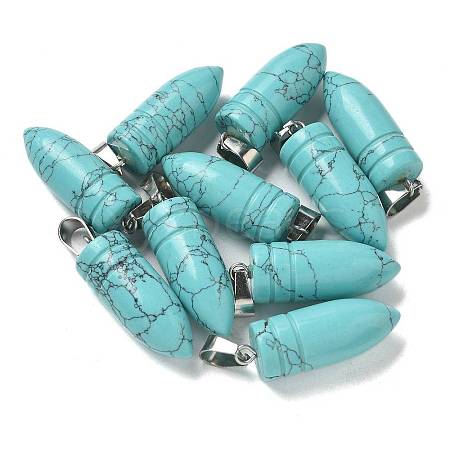 Synthetic Turquoise Pointed Pendants G-B127-18P-02-1