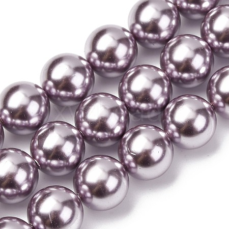 Electroplated Shell Pearl Beads Strands BSHE-G041-12mm-02-1