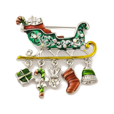 Christmas Theme Sleigh Enamel Pins JEWB-M043-13P-04-1