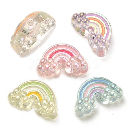 UV Plating Rainbow Iridescent Acrylic Enamel Beads X-OACR-G012-08-1