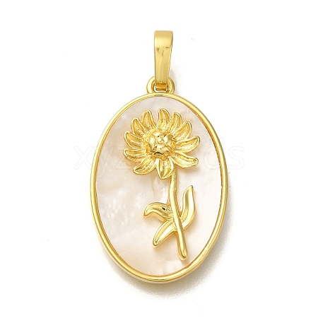 Brass Pave Shell Birth Flower Pendants FIND-I040-04K-1