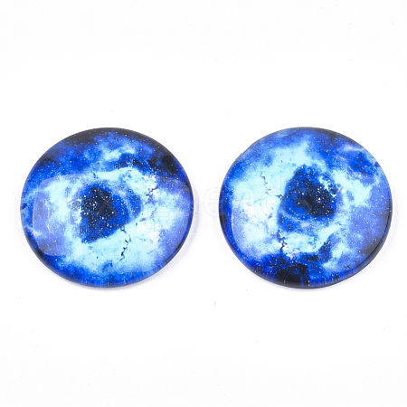 Starry Sky Pattern Printed Glass Cabochons X-GGLA-N004-25mm-D81-1