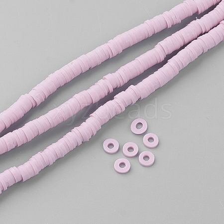 Flat Round Handmade Polymer Clay Bead Spacers X-CLAY-R067-4.0mm-26-1