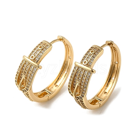 Brass Micro Pave Cubic Zirconia Dangle Hoop Earrings EJEW-L271-38KCG-1