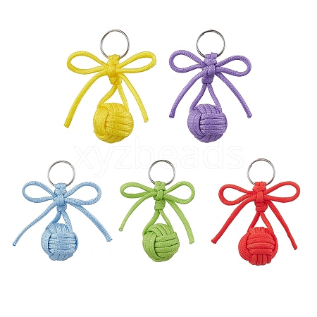 Polyester and 304 Stainless Steel Braid Ball Keychains KEYC-JKC01118-1