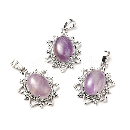 Natural Amethyst Pendants G-B033-03P-24-1