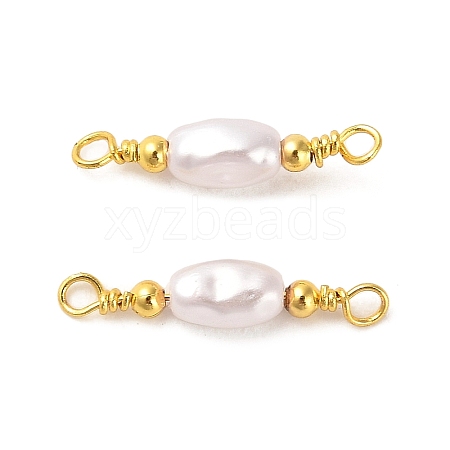ABS Plastic Imitation Pearl Oval Connector Charms KK-M266-38G-1