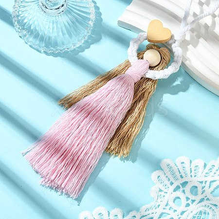 Handmade Macrame Cotton Angel Hanging Ornaments HJEW-JM02711-02-1