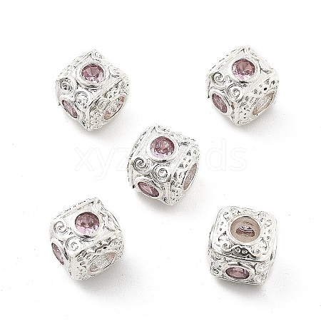 Brass Micro Pave Cubic Zirconia Beads KK-R216-17P-03-1