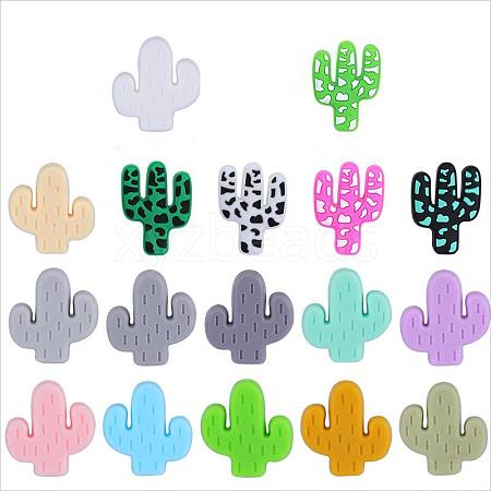 34Pcs 17 Style Cactus Food Grade Eco-Friendly Silicone Focal Beads JX905A-1