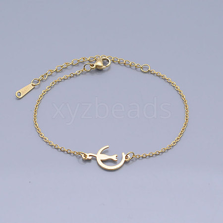 201 Stainless Steel Kitten Link Bracelets BJEW-T011-JN474-2-1