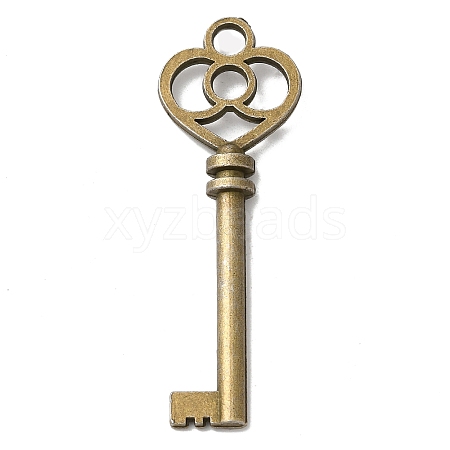 Tibetan Style Alloy Skeleton Key Big Pendants TIBEP-Q035-39AB-NR-1