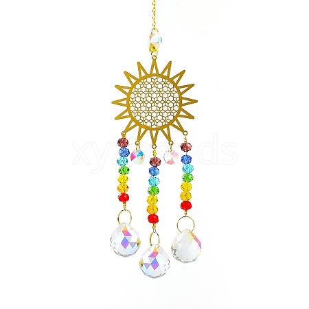 Faceted Teardrop Glass Suncatchers PW-WGAC696-01-1