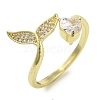 Brass Micro Pave Cubic Zirconia Rings for Women RJEW-E295-35G-1