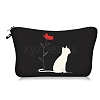 Funny Flower Cat Print Polyester Cosmetic Zipper Pouches PW-WG2FB83-02-1