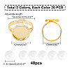   40pcs 2 Colors Adjustable Brass Ring Components and 40Pcs Glass Cabochons DIY-PH0002-70-2
