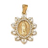304 Stainless Steel Micro Pave Clear Cubic Zirconia Pendants CU-CBAF0F8-05B-G-1
