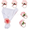 Artificial Rose Flower Cloth Napkin Rings AJEW-WH0314-75-1