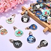 50Pcs 10 Styles Rack Plating Alloy Enamel Pendants ENAM-CJ0003-10-5