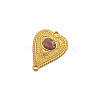 Stainless Steel Pave Dyed Old Rose Natural Agate Peach Heart Connector Charms PW-WG0EEB2-07-1