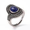 Oval Natural Lapis Lazuli Adjustable Rings RJEW-E067-06AS-4