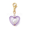 Heart Acrylic & Glass Pearl Pendant Decorations HJEW-JM01403-2