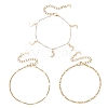 Round ABS Imitation Pearl Beaded Chains & 304 Stainless Steel Cable Chains Stackable Bracelets for Women BJEW-JB12452-01-4