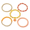 5Pcs 5 Styls Autumn Acrylic & Polymer Clay & Plastic Round Beaded Stretch Bracelet Sets BJEW-JB10972-1