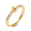 Rack Plating Brass Clear Cubic Zirconia Number 5 Adjustable Rings for Women RJEW-S407-09G-05-1