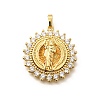 Religion Themed Rack Plating Brass Micro Pave Cubic Zirconia Pendants KK-L226-007G-05-1