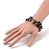 3Pcs 3 Style Natural Obsidian & Lava Rock & Synthetic Hematite Brass Beaded Stretch Bracelets Set BJEW-JB09132-5