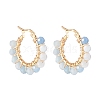 Faceted Round Natural Stone Beads Huggie Hoop Earrings for Girl Women EJEW-JE04687-5