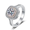 Rhodium Plated 925 Sterling Silver Micro Pave 6.5x3.9mm Moissanite Finger Rings for Women WGCD3AD-13-5