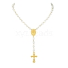 Glass Pearl Rosary Bead Necklaces NJEW-JN04340-3