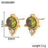 304 Stainless Steel Cubic Zirconia Stud Earrings STAS-OY009-15G-5
