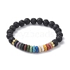 Dyed Colorful Natural Lava Rock Beaded Stretch Bracelets BJEW-JB09683-01-1