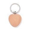 Natural Wood Keychain HJEW-P008-06-1